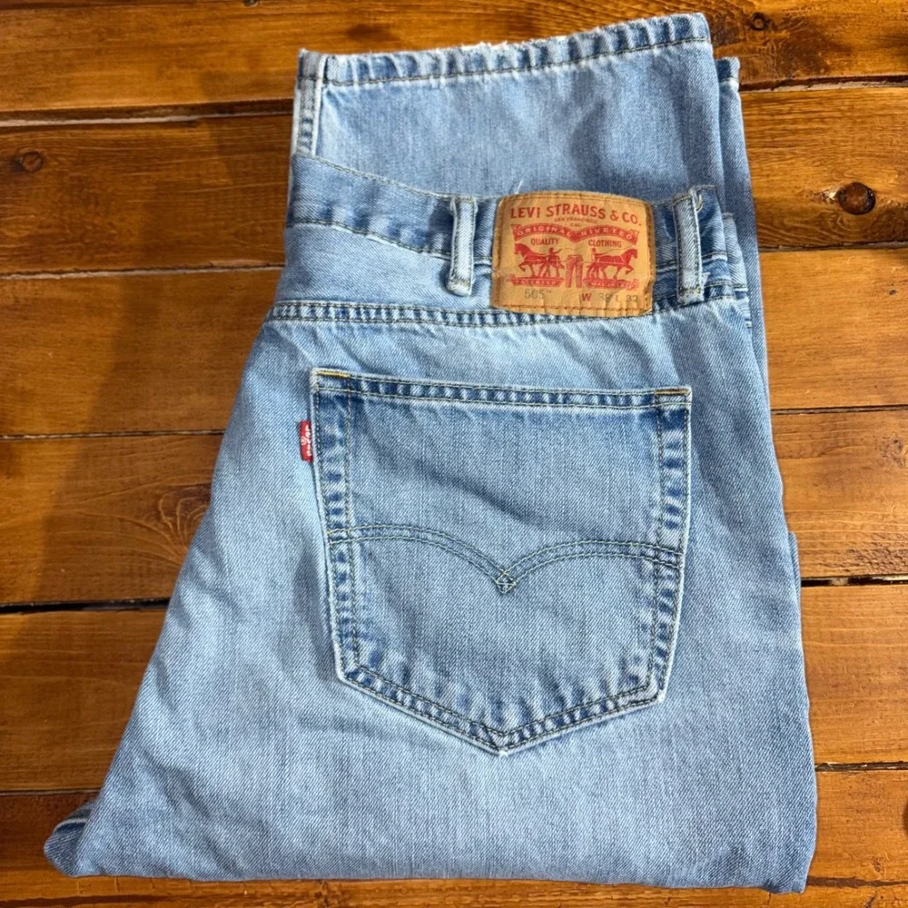 Levi's 505 Regular Fit‎ Jeans Mens 38x32 (Fits 37x31) Blue 100% Cotton Denim